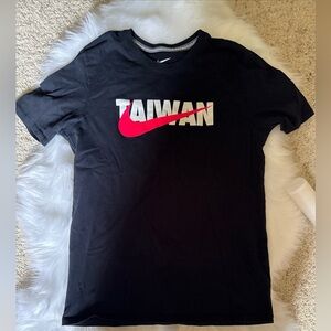 Nike Black Tee with Hot Pink/Red Swoosh—Tawaian
